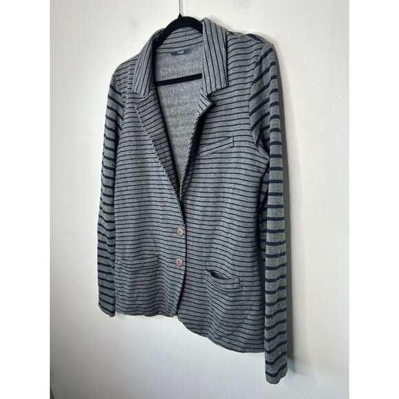 TART Essential Blazer Gray Navy Striped Women’s Workwear Long Sleeve Size XL - Picture 5 of 12
